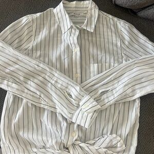 Madewell White and Black Striped Blouse